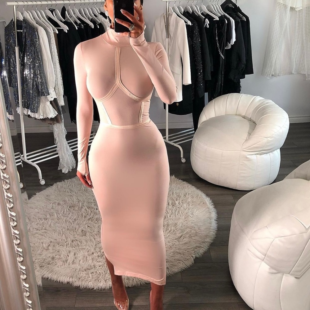 JOCACY pink long sleeve dress
